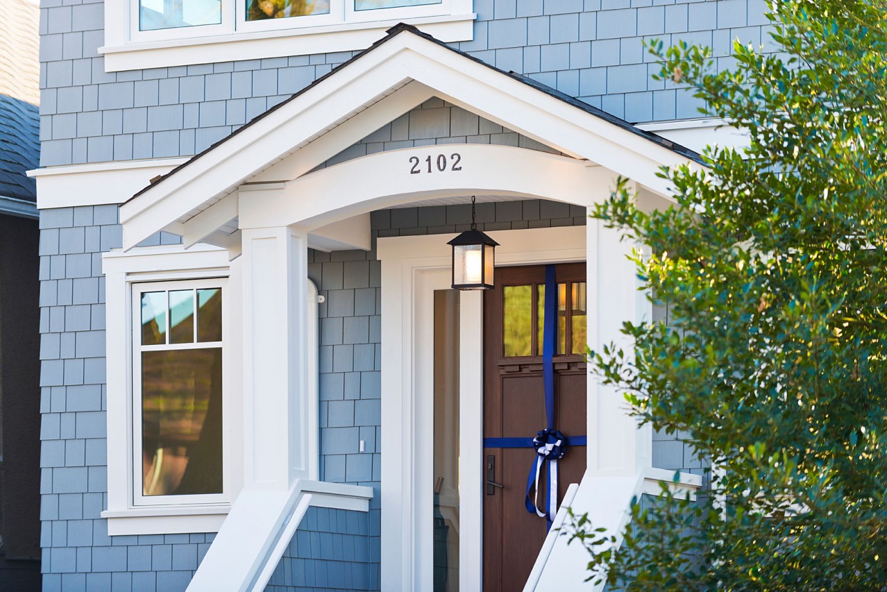 East Vancouver Heritage Style Custom Home Front Door Covered Porch