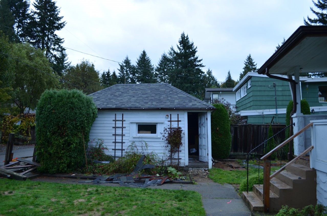 The older detached garage that barely fit a car!